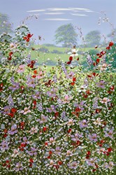 Meadow Wildflowers II by Mary Shaw - Original Painting on Board sized 24x36 inches. Available from Whitewall Galleries